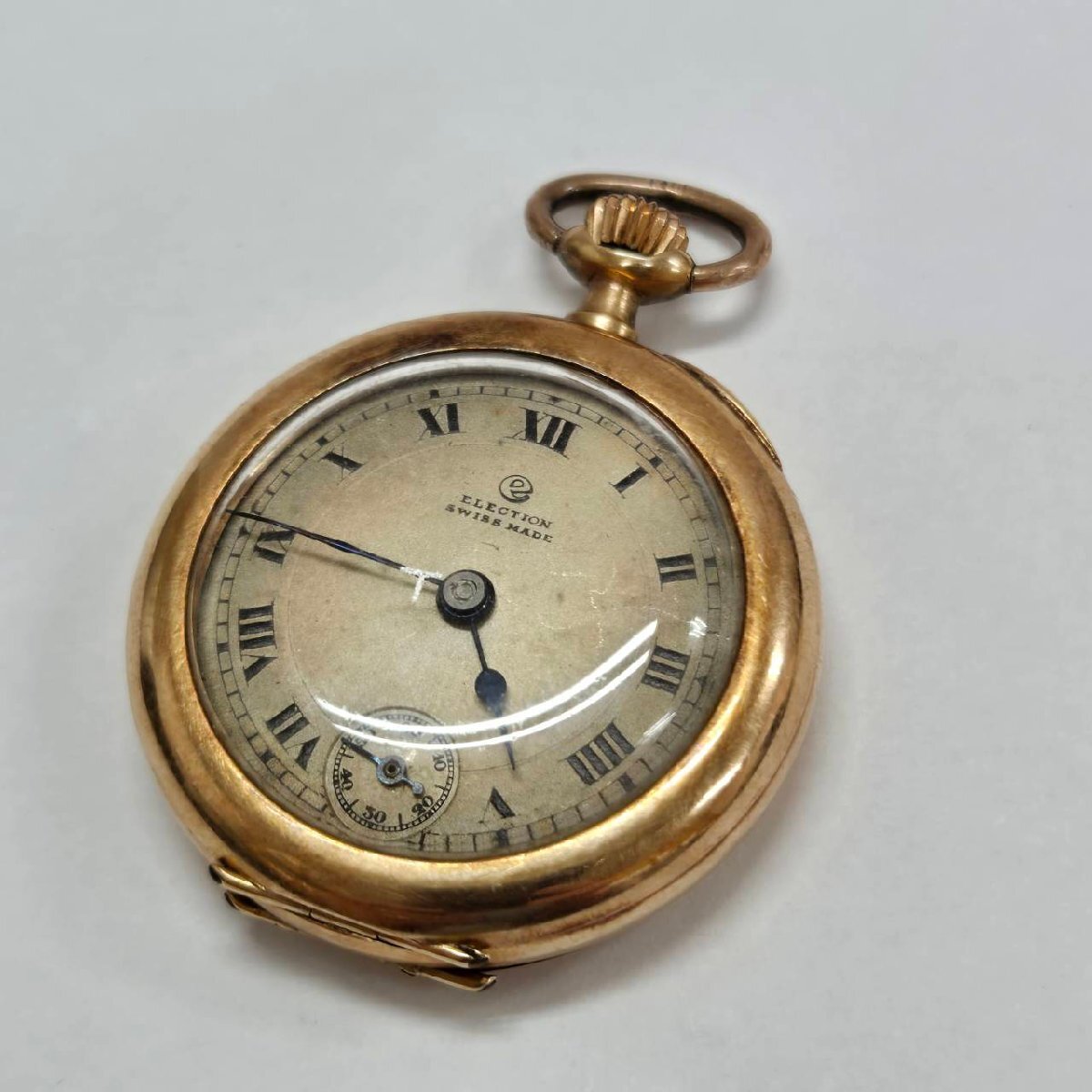 ELECTION エレクション GRAND PRIX 懐中時計 一部K18/14K刻印有 約17.6g スモセコ 手巻き アンティーク ゴールド