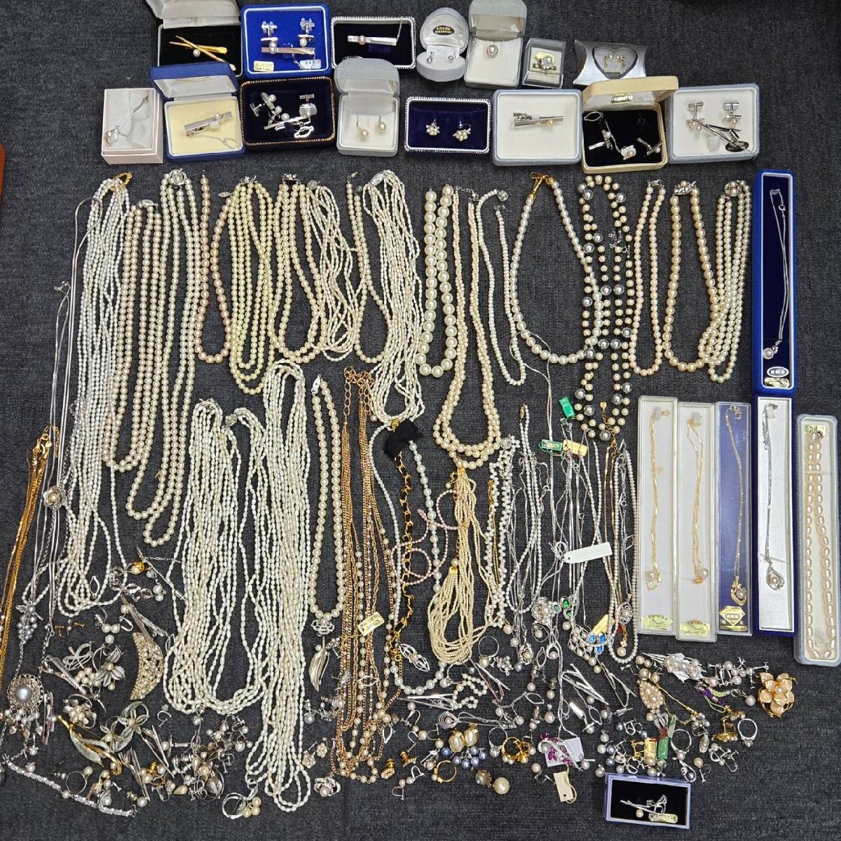 1円スタート 真珠 パール アクセサリー 留具シルバー刻印含む 総重量 約3.2kg 大量まとめセット ネックレス ブローチ イヤリング