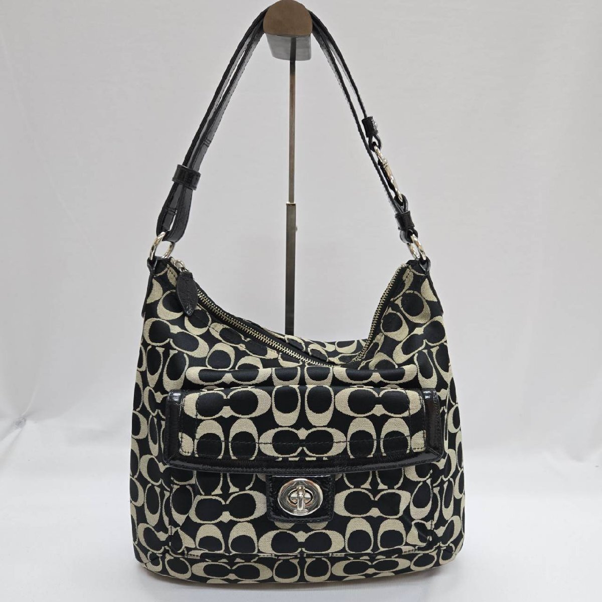 COACH コーチ ハンドバッグ ショルダーバッグ F19232 シグネチャー キャンバス ブラック レディース 鞄