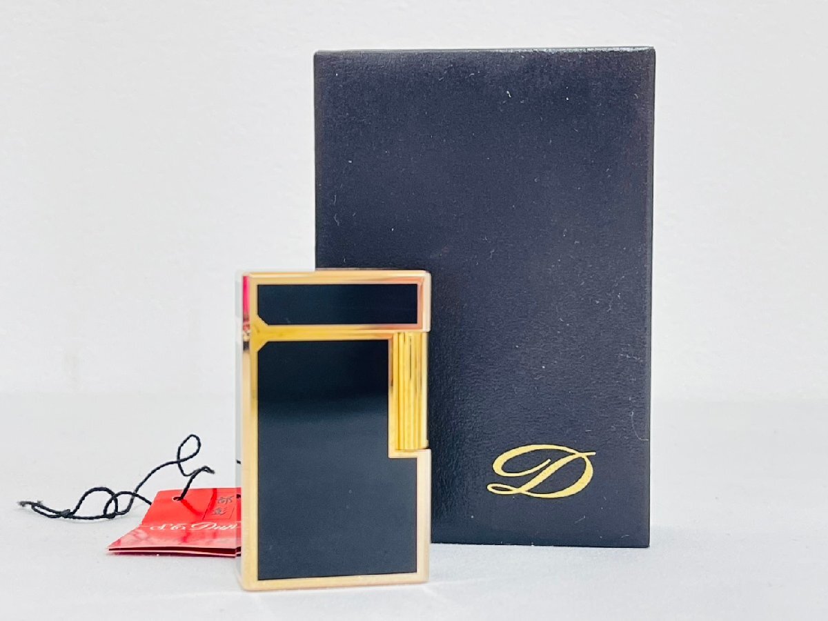 S.T.Dupont デュポン 都彰 ローラー式 ガスライター ブラック＆ゴールド 喫煙具 喫煙グッズ