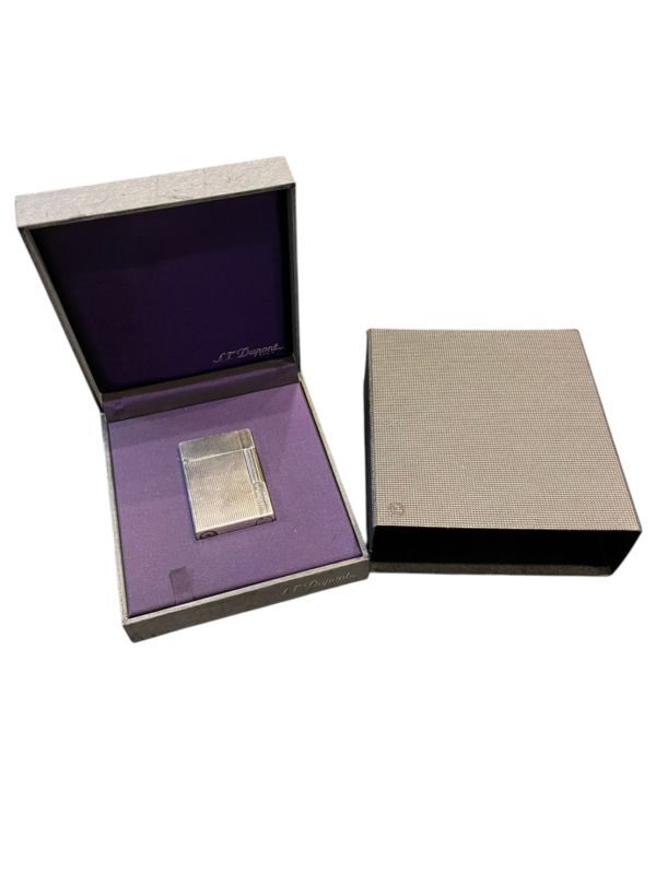 ★元箱付 S.T.Dupont エス・テー・デュポン 高級ガスライター ローラーガスライター 喫煙グッズ 喫煙具 シルバー系 緑 #M050