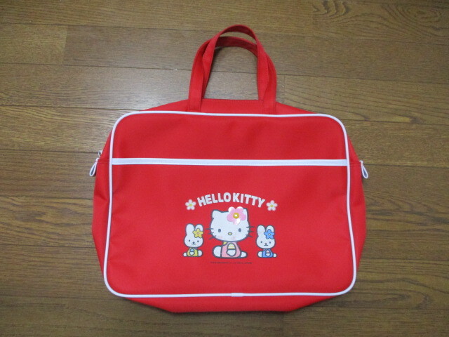  Hello Kitty ハローキティ バッグ 手提げバッグ 学習バッグ　赤 約36.５㎝×28㎝×6㎝　 キティちゃん グッズ サンリオ