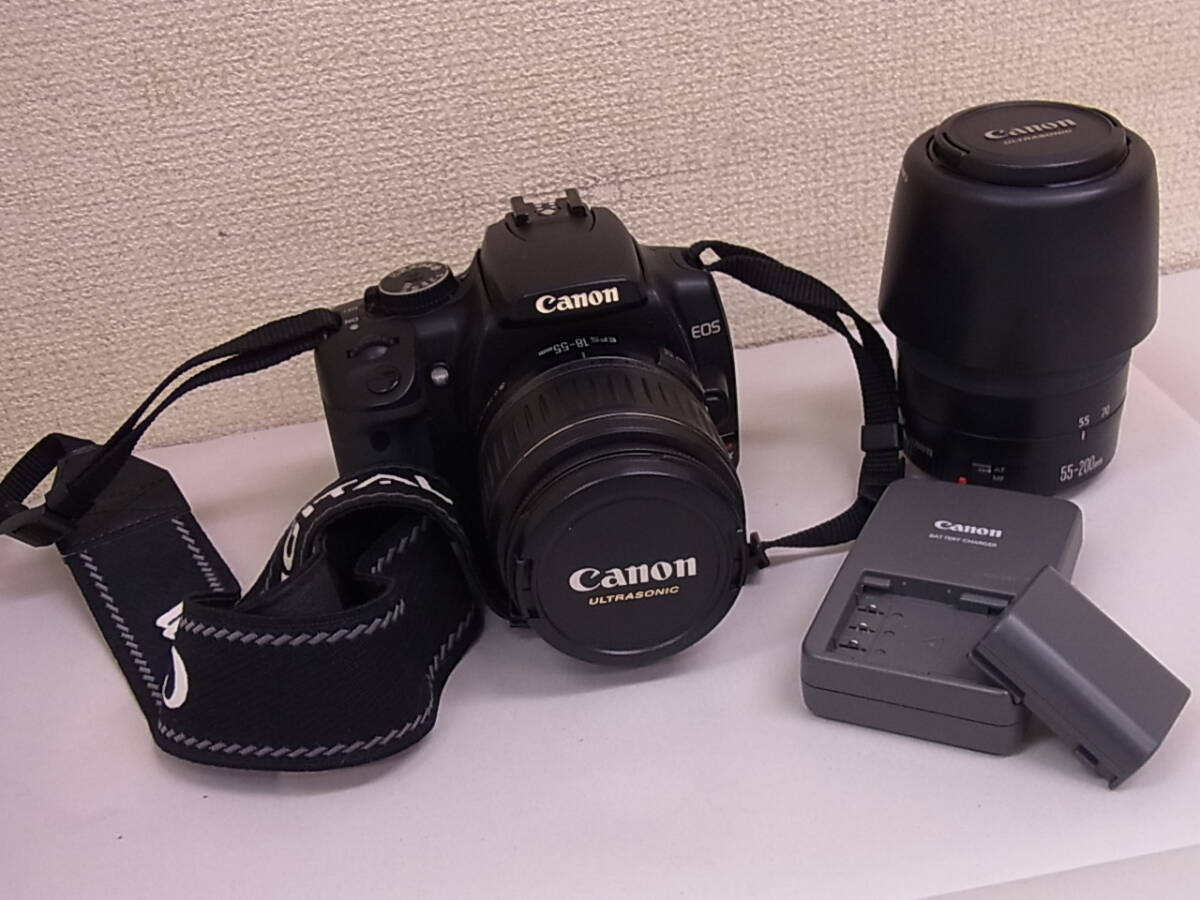 180420K82-0424K■キャノン Canon■EOS kiss Digital X デジタル一眼レフカメラ レンズ2本付き 現状渡し／中古品