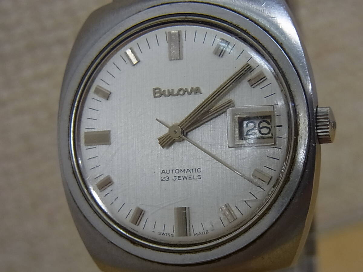 180423K02-0428K■BULOVA ブローバ■メンズ 自動巻き 23石 デイト 腕時計 現状渡し／中古品