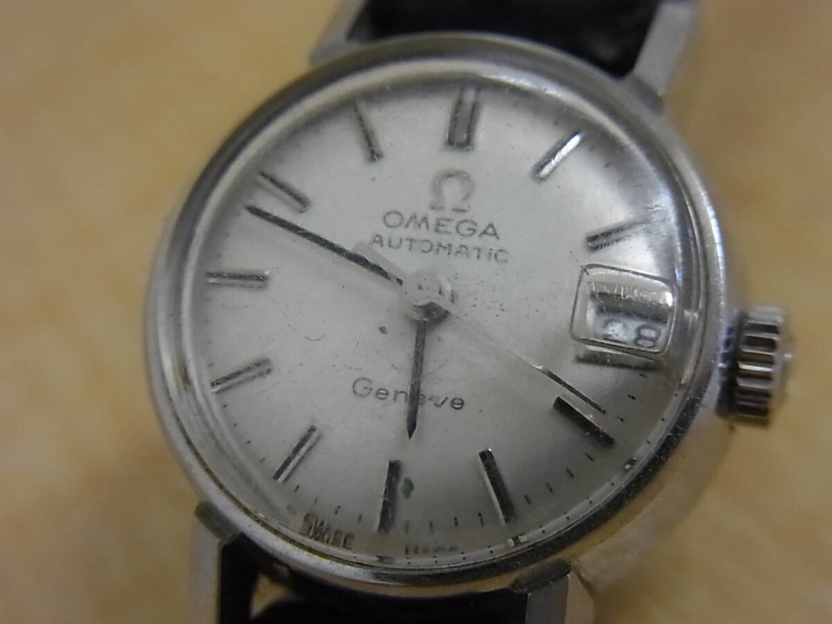 180423K01-0428K■オメガ OMEGA■レディース 自動巻き ジュネーブ デイト ベルト破損 現状渡し／中古品