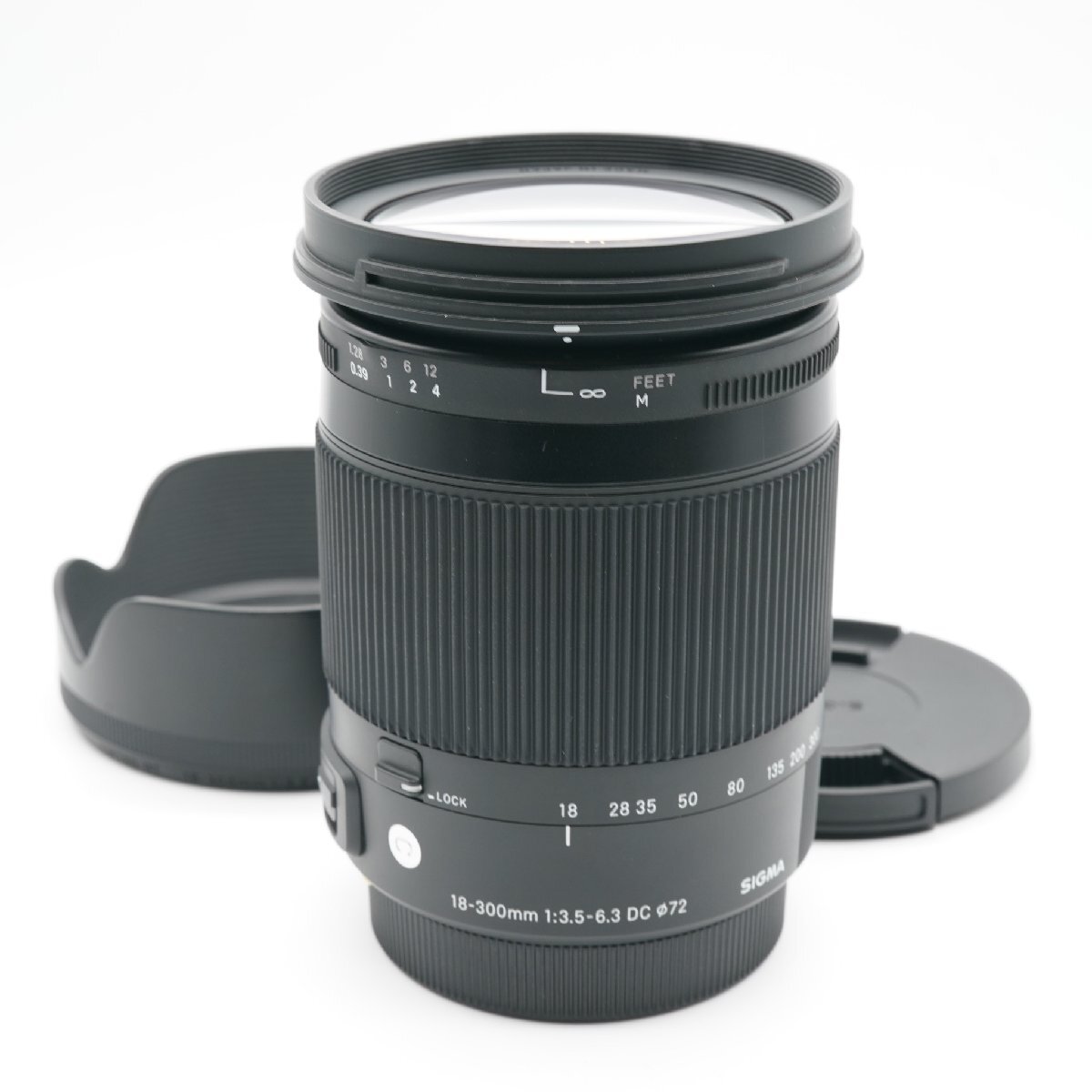 新品級 SIGMA シグマ 18-300mm F3.5-6.3 DC MACRO OS HSM Contemporary キヤノン あると嬉しい純正フード(小キズあり)付！