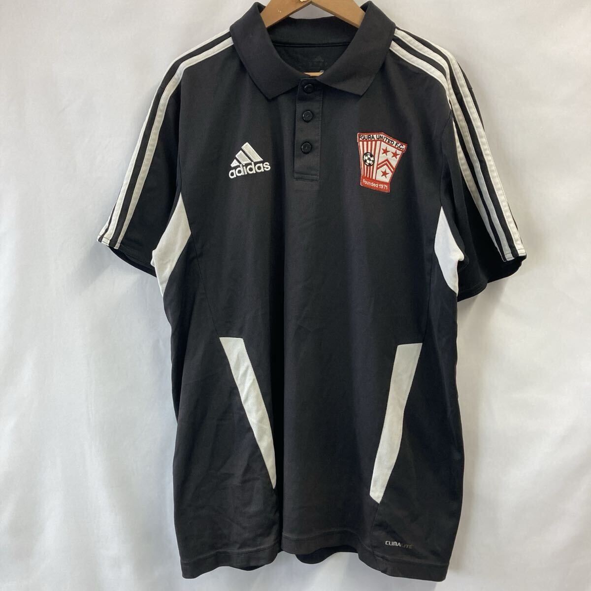 ★大特価★【500円スタート】adidas アディダス ユニフォーム ゲームシャツ ブラック 古着 半袖【20260413-09】