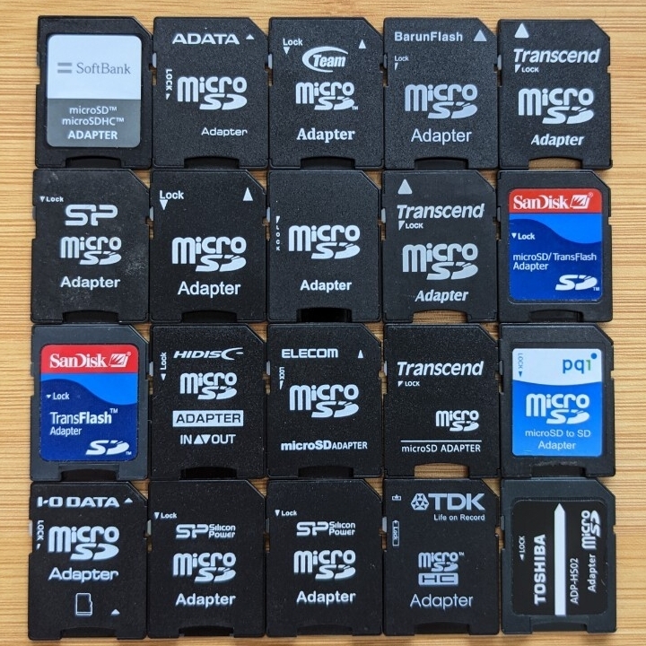 MicroSD→SDカード変換アダプター 20個 まとめセット 現状品 TOSHIBA SanDisk Panasonic Lexar BUFFALO I ODATAなど色々ブランド 