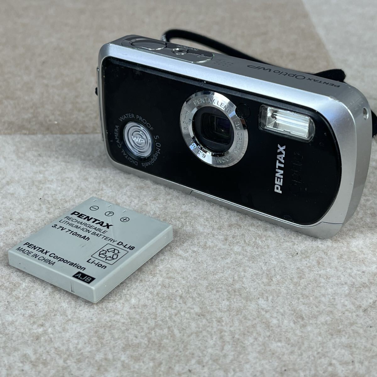 E PENTAX ペンタックス Optio WP ブラック シルバー 5.0MP 防水 コンパクトデジタルカメラ デジカメ かわせみ
