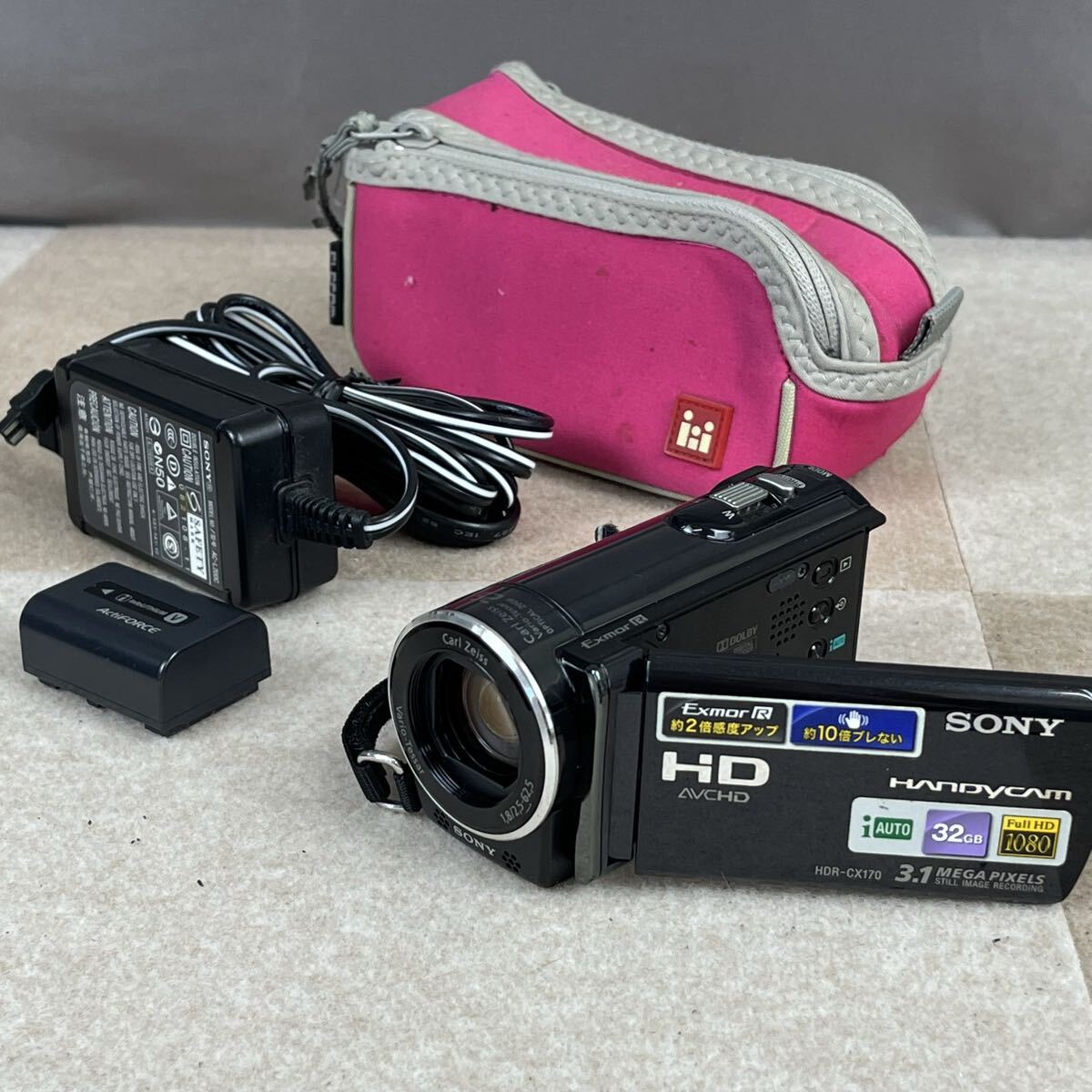 E SONY ソニー Handycam ハンディカム HDR-CX170 32GB Full HD ビデオカメラ ブラック 黒 ソフトケース付 かわせみ