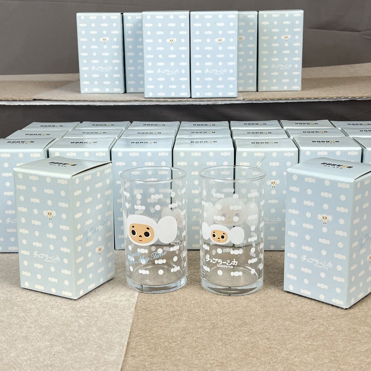A チェブラーシカ オリジナルサマーグラス モノグラム 40個まとめ ドトールコーヒー DOUTOR ソーダガラス コップ グッズ 日本製 かわせみ