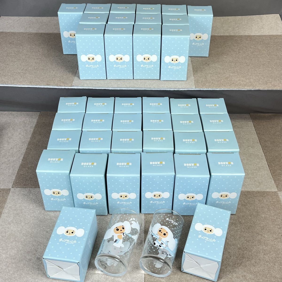 A チェブラーシカ オリジナルサマーグラス 水遊び 40個まとめ ドトールコーヒー DOUTOR ソーダガラス コップ グッズ かわせみ