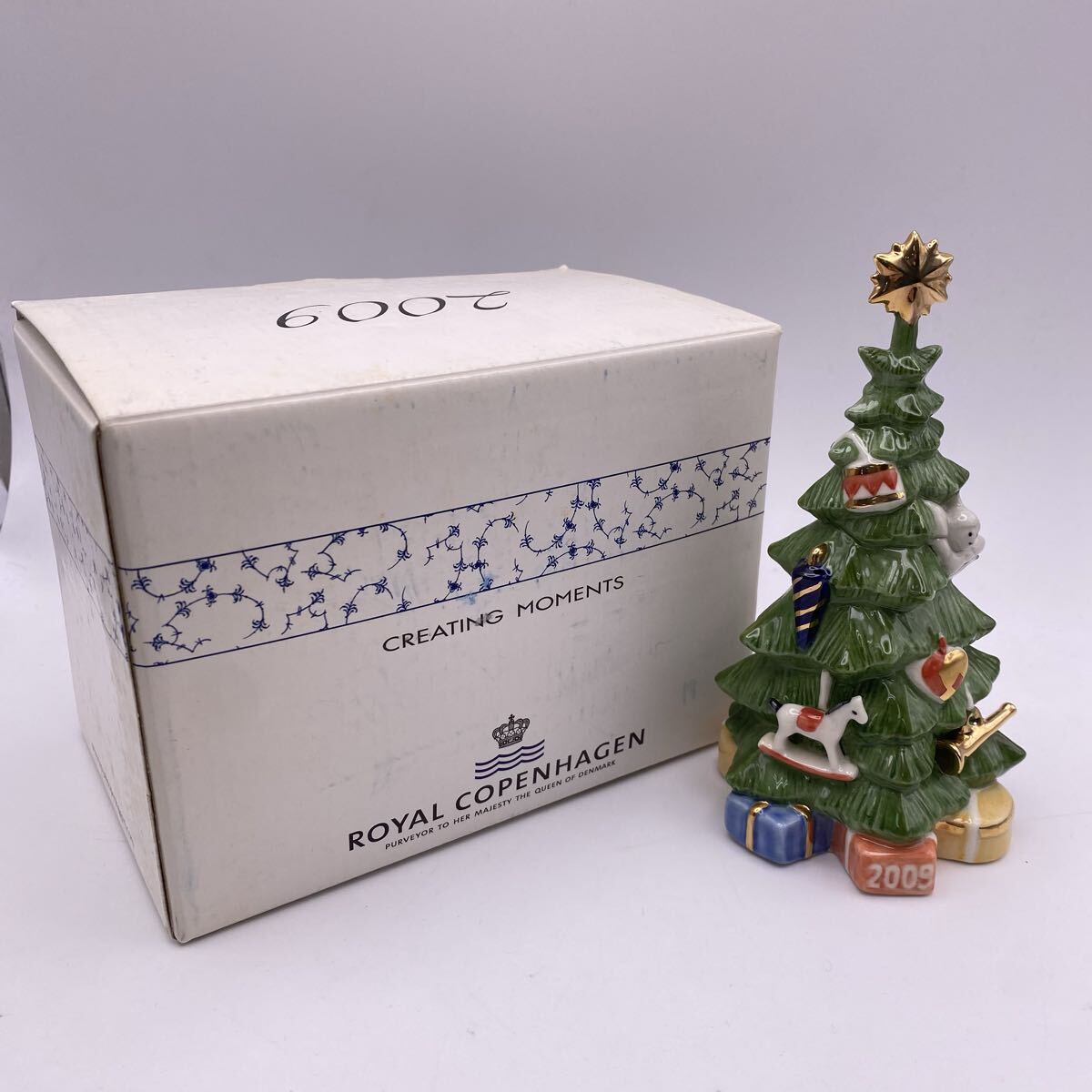 E Royal Copenhagen ロイヤルコペンハーゲン クリスマスツリー 2009 フィギュリン 箱付き 置物 インテリア かわせみ