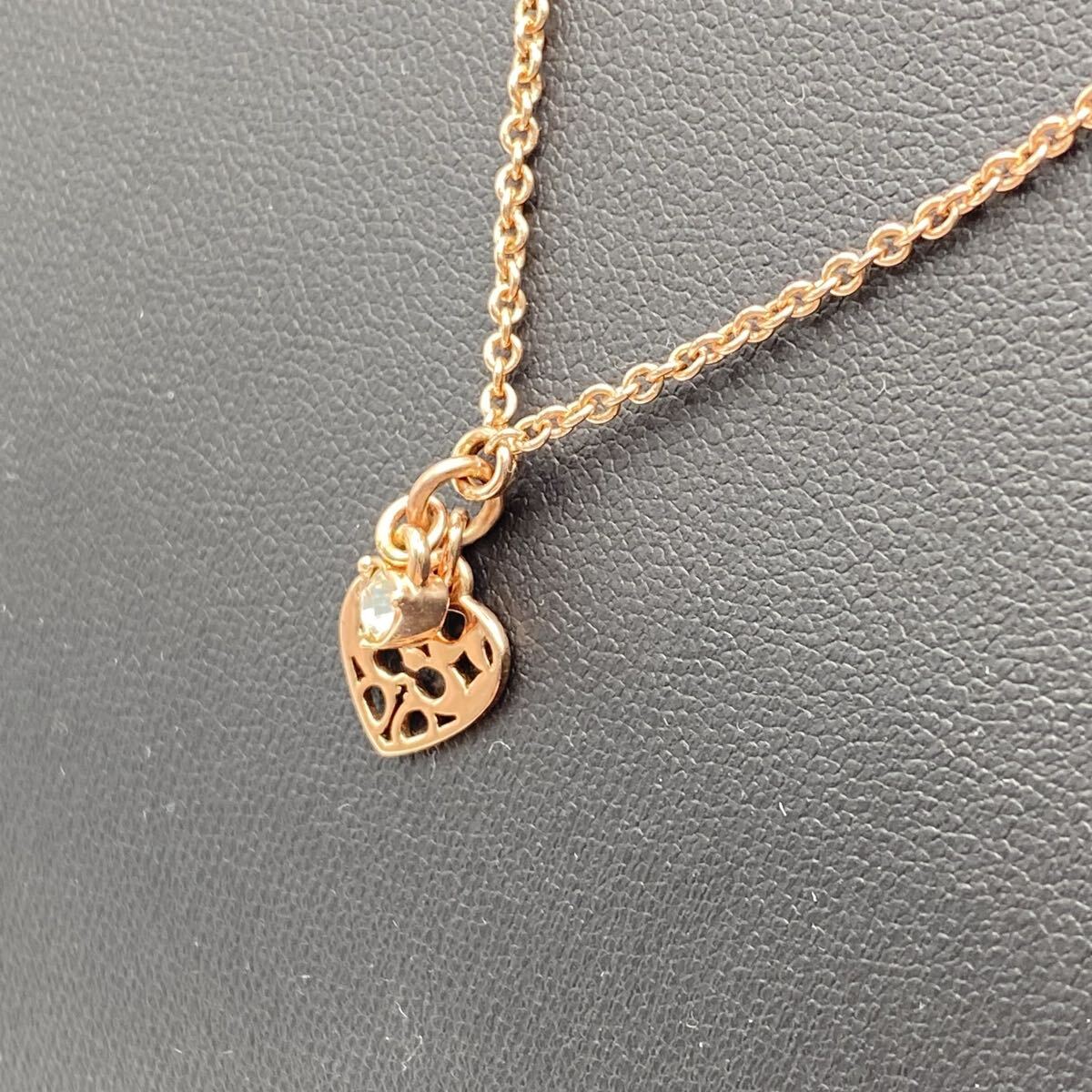 S COACH コーチ ローズゴールド ハートペンダント ネックレス ラインストーン アクセサリー レディース ブランド かわせみ