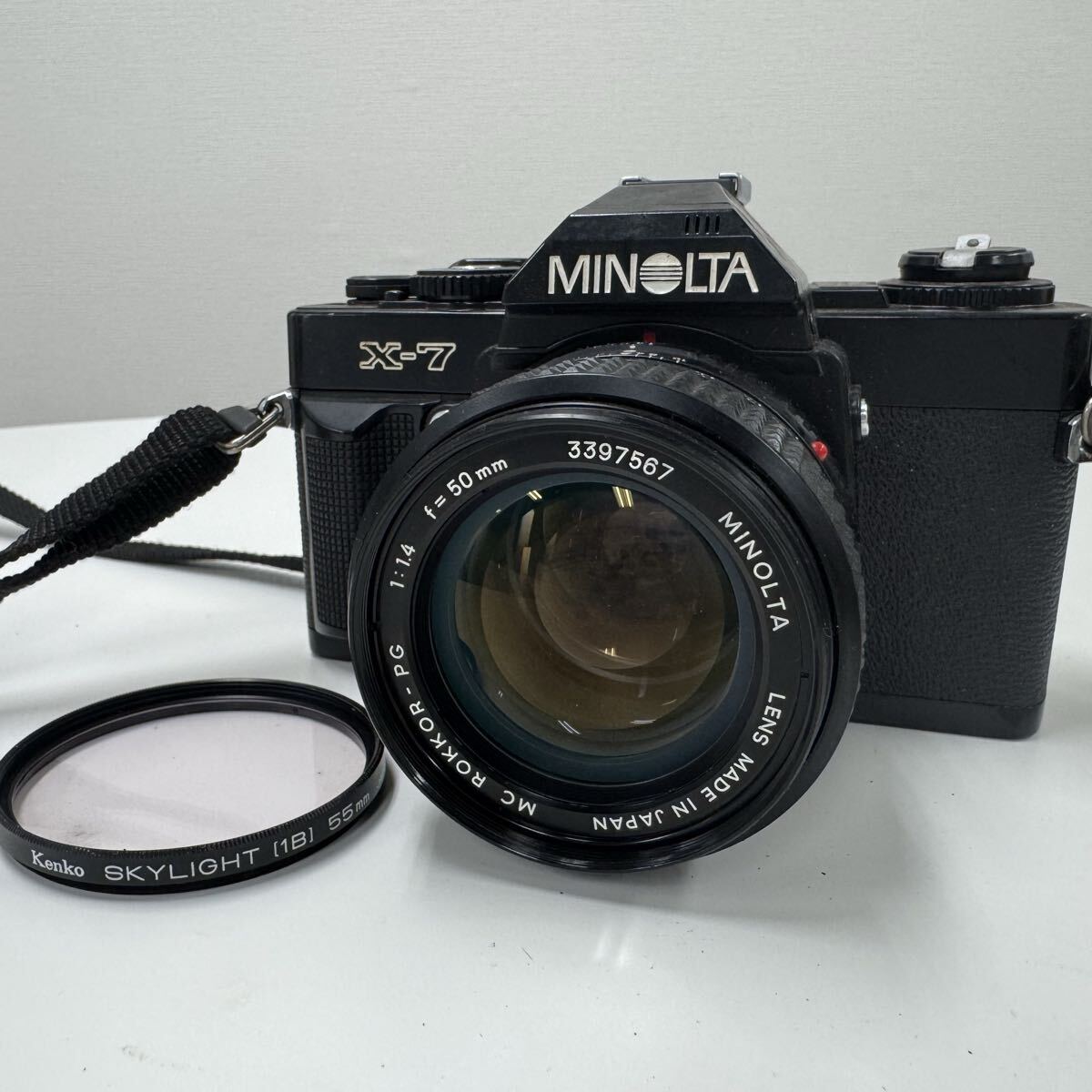 HS230329MK【MINOLTA X-7】ミノルタ X-7 フィルムカメラ 一眼レフ ブラック MC ROKKOR-PG 1:1.4 f=50mm 絞り優先オート (AE) 