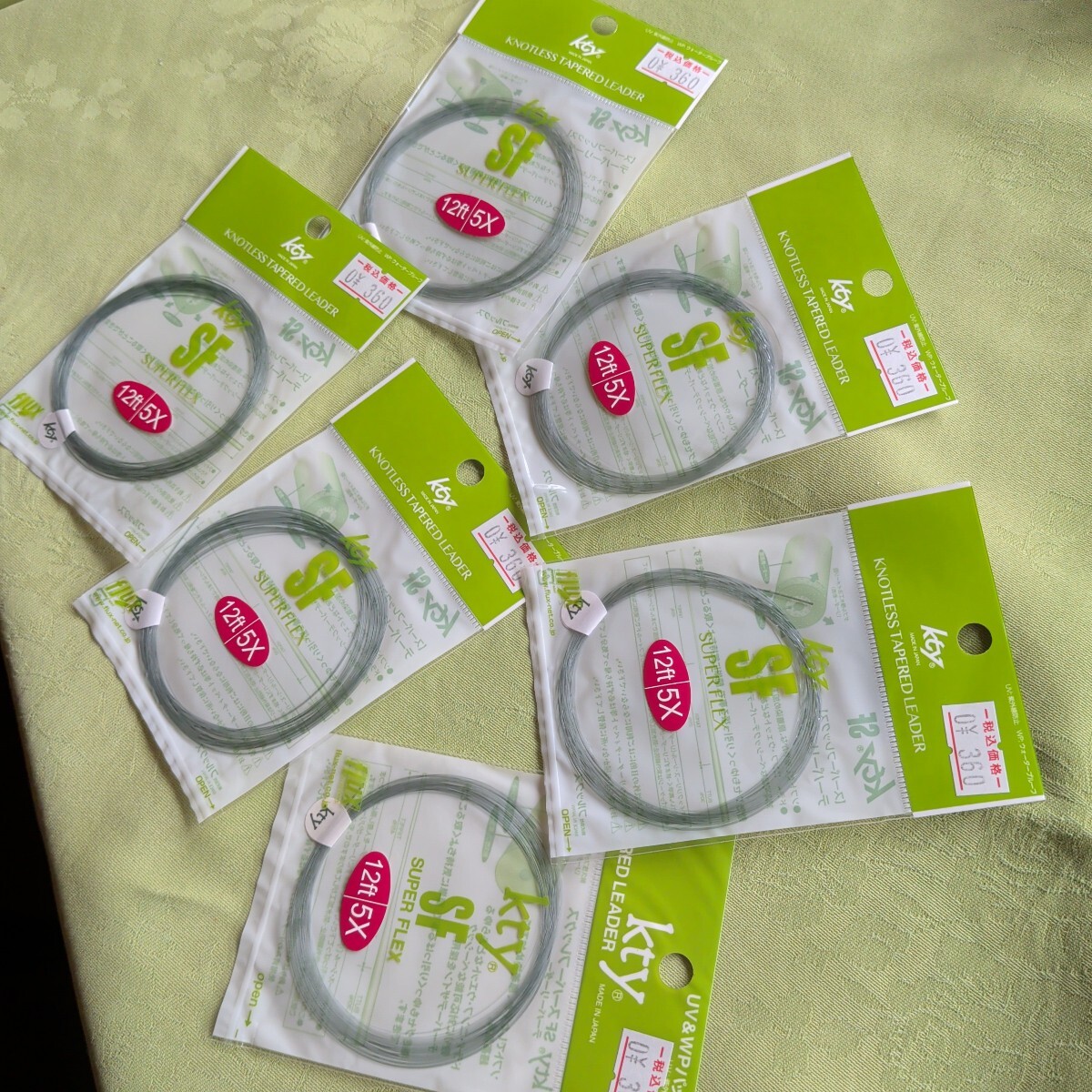 フライフィッシング ノットレステーパーリーダー 12ft 5X 6枚セットまとめて 渓流釣り KTY SF flux スーパーフレックス オールラウンド