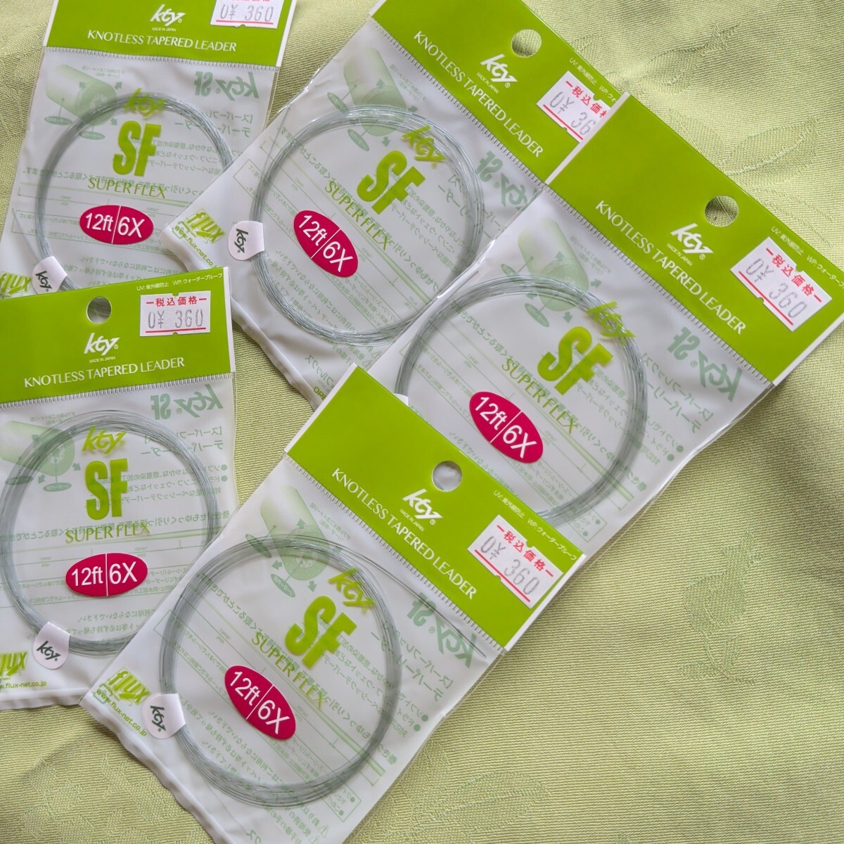 フライフィッシング ノットレステーパーリーダー 12ft 6X 5枚セットまとめて 渓流釣り KTY SF flux スーパーフレックス オールラウンド