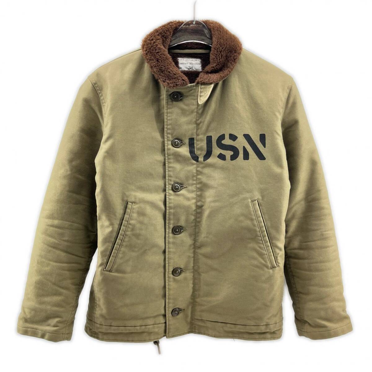 The REAL McCOY'S ザ リアルマッコイズ デッキジャケット 11235 N-1 SIZE 38 カーキ USNロゴ ◆2006