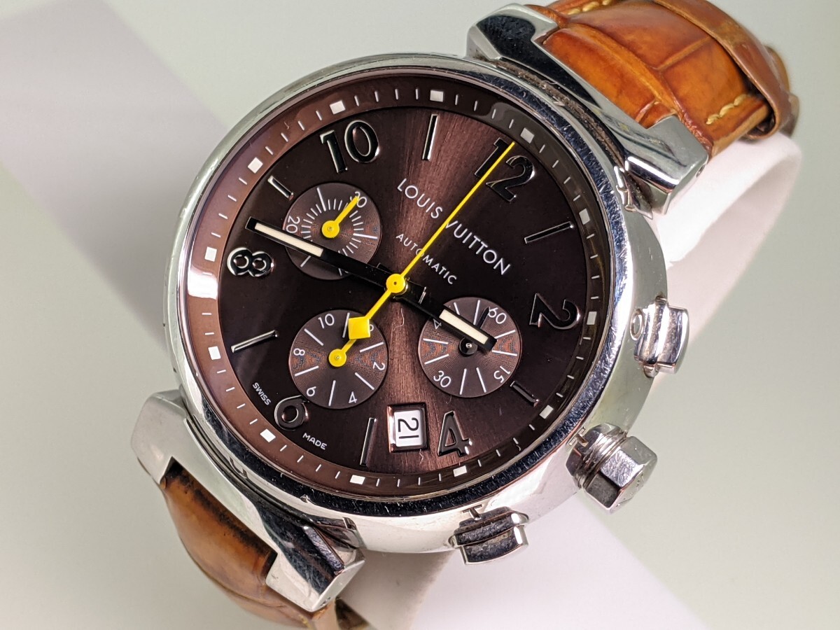 LOUIS VUITTON ルイヴィトン タンブール クロノグラフ Q1121 デイト Tambour Chrono SS Automatic Watch メンズ 自動巻き 腕時計