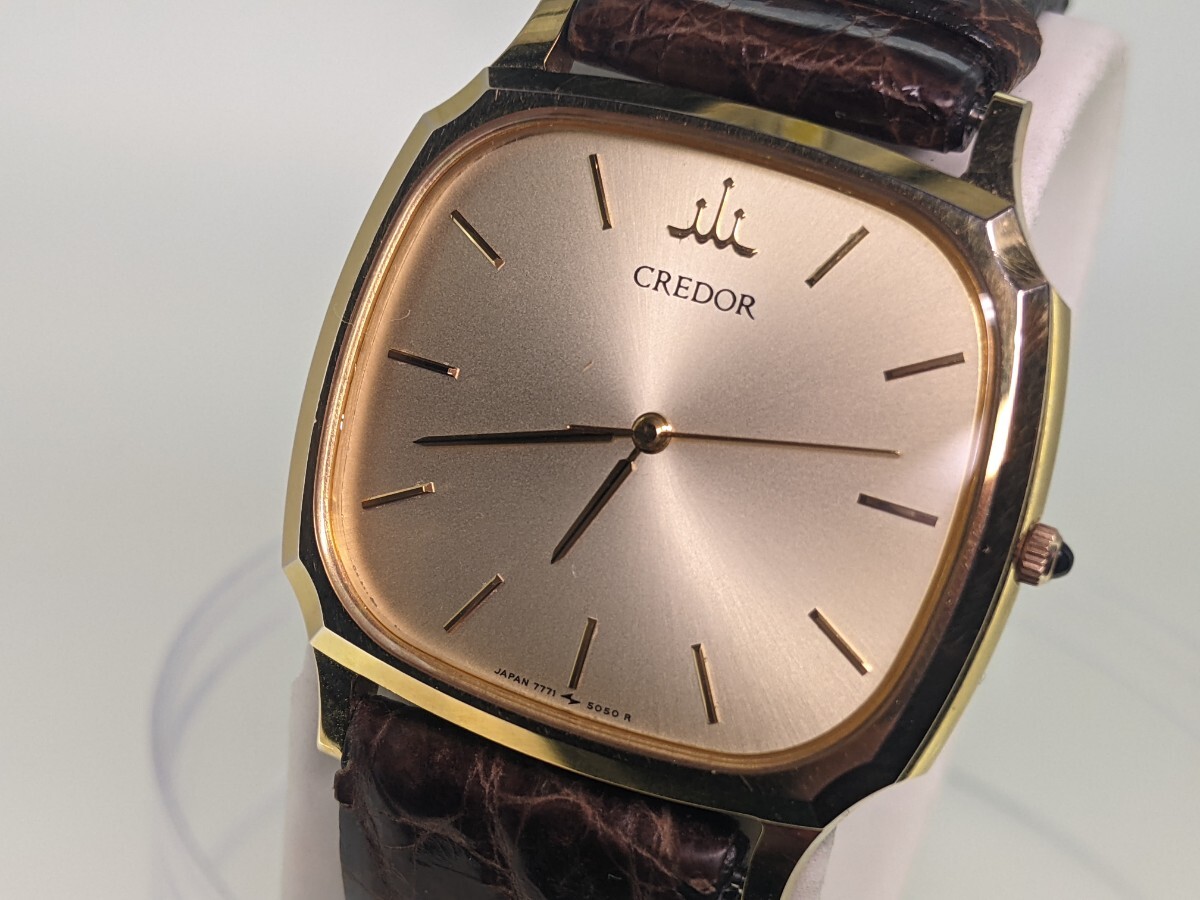 14KT刻印 SEIKO セイコー CREDOR クレドール 腕時計 動作確認済み 総重量約27.2g 電池交換済み 7771-5050 クオーツ アナログ 時計 3針 