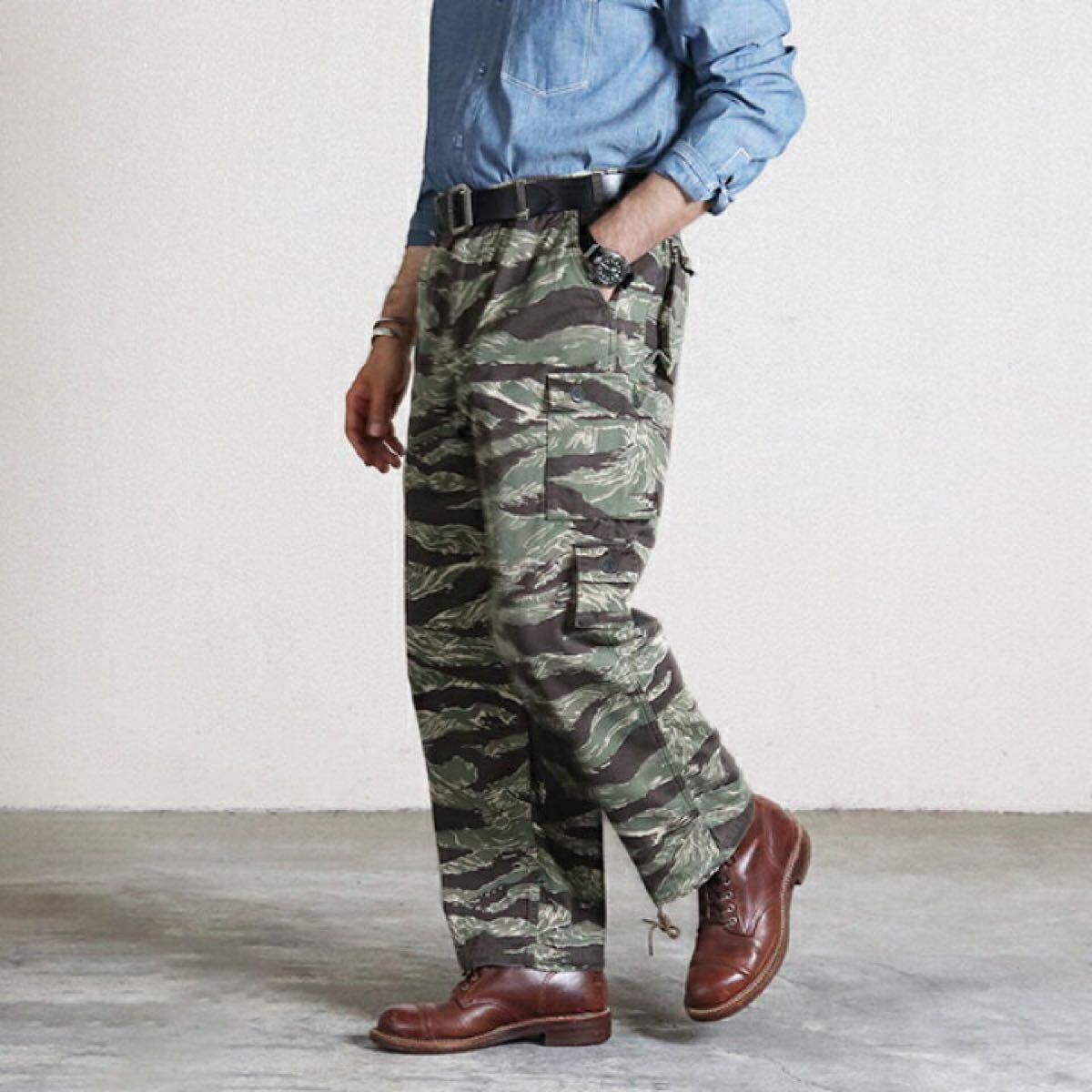【268】 美品 CORONA FATIGUE SLACKS TIGER STRIPE WITH SPECIAL BIO WASH カーゴ パンツ XL コロナ ファティーグ スラックス タイガーカモ