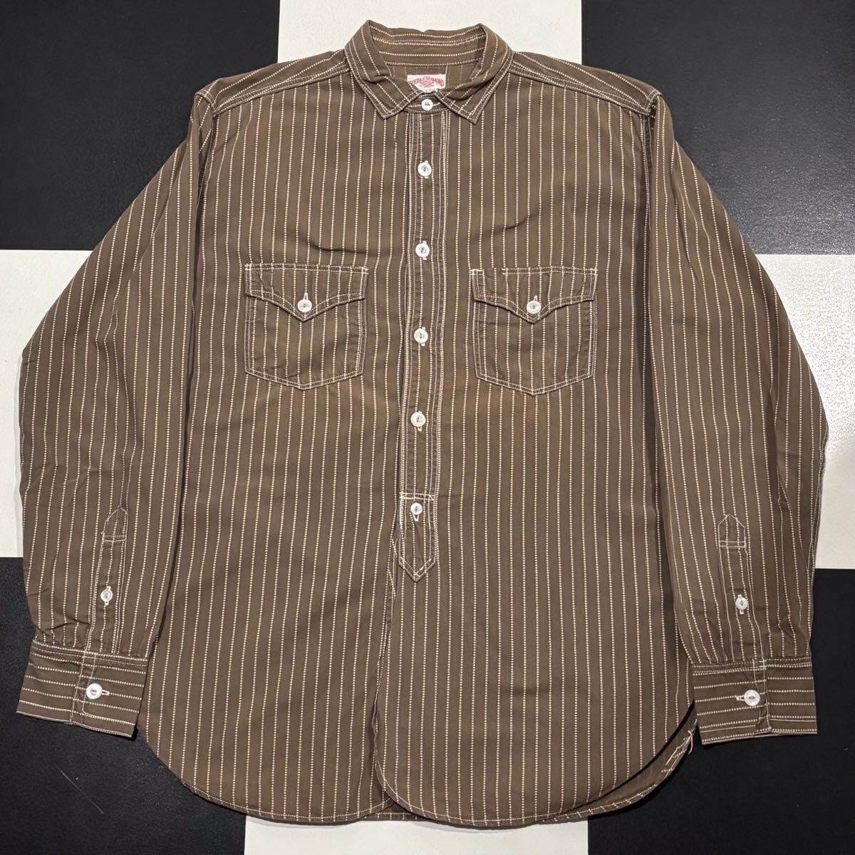 【295】 リアルマッコイズ ウォバッシュ ストライプ チンスト マチ ワーク シャツ real mccoy ダブルダイヤモンド double Diamond work 