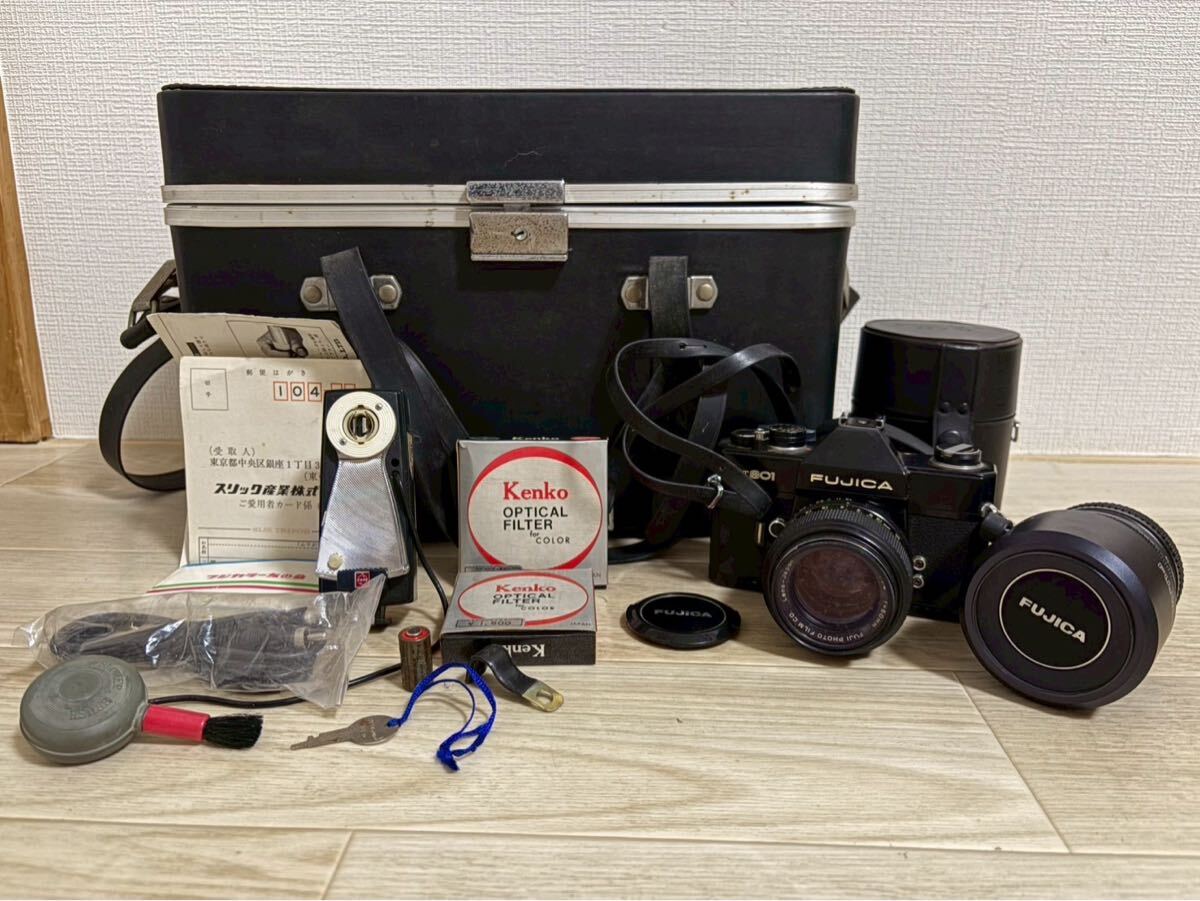 B0302 FUJICA フジカ フィルム一眼レフカメラ ST801 レンズ・ストロボセット ケース付き 動作未確認
