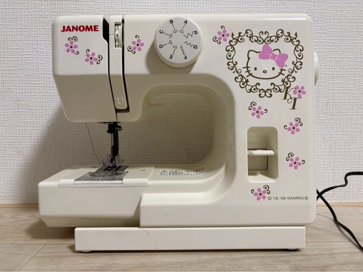 B0307 JANOME ジャノメ コンパクト電動ミシン KT-35 525 ハローキティデザイン 説明書・箱付き 通電のみ確認済み