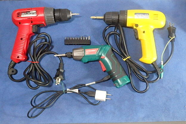 電動ドリル3台　RTOBI FDD-11＆100VドリルアンドドライバーDDR-10KD＆充電式ドライバーHYCHIKA