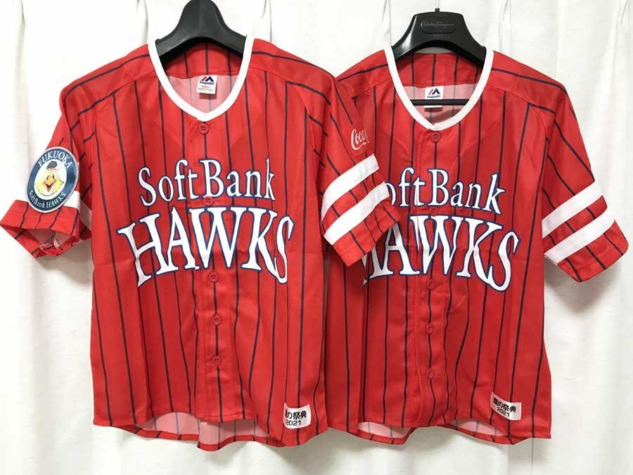 ◆２点セット 未使用 福岡ソフトバンクホークス レプリカ ユニフォーム 【鷹の祭典2021】 Sサイズ レッド SoftBank Hawks コレクション