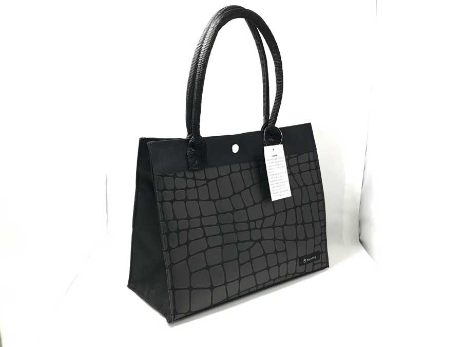 ◆未使用！haco bag WS クロコダイル ワニ柄 黒 ブラック ハコバッグ トートバッグ A4 自立 軽量約329ｇ 肩掛け メンズ レディース