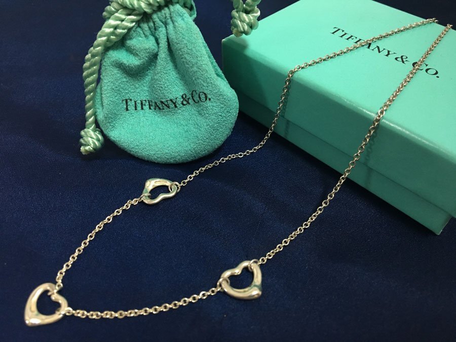 TIFFANY&CO. ティファニー エルサ・ペレッティ オープンハート 3P ペンダント ネックレス シルバー 925刻印 約4.3ｇ 箱・保存袋付