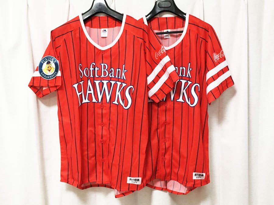 ◆２点セット 未使用 福岡ソフトバンクホークス レプリカ ユニフォーム 【鷹の祭典2021】 Lサイズ レッド SoftBank Hawks コレクション