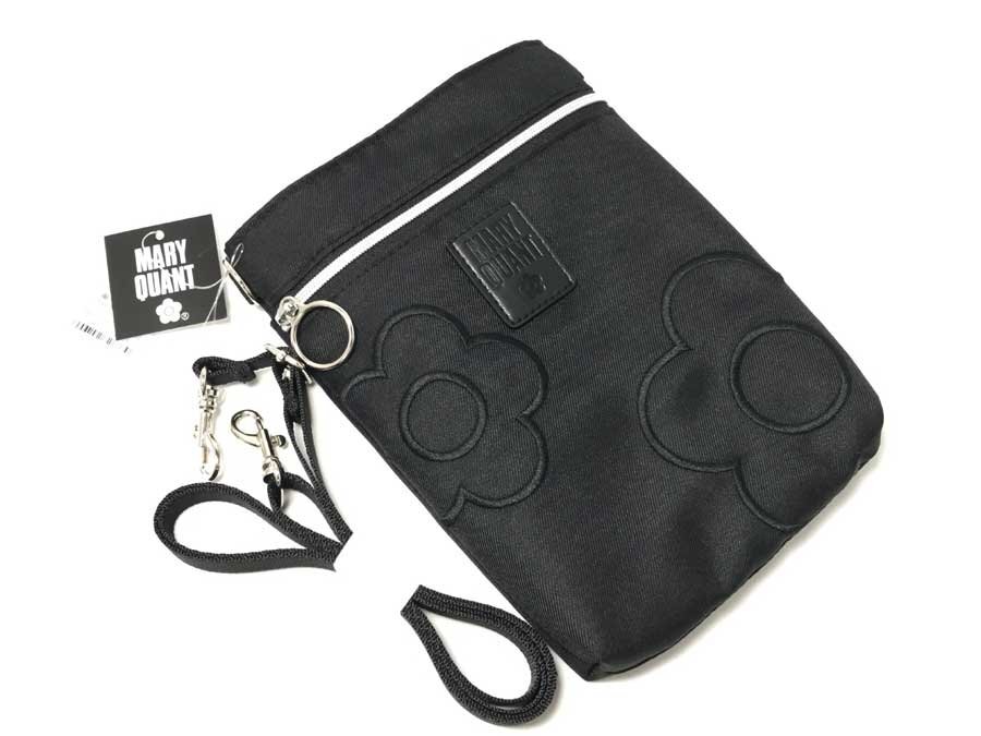 ◆美品 未使用！MARY QUANT マリークワント ショルダーポーチ ブラック スマホショルダー スマホポーチ ポシェット レディース タグ付き