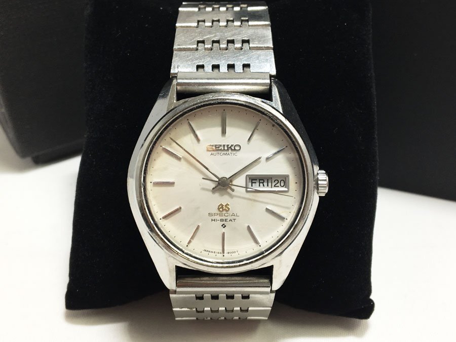 稼働品！ セイコー GS GRAND SEIKO グランドセイコー スペシャル ハイビート 自動巻き 腕時計 6156-8000 ベルト社外製 社外ケース・箱付き