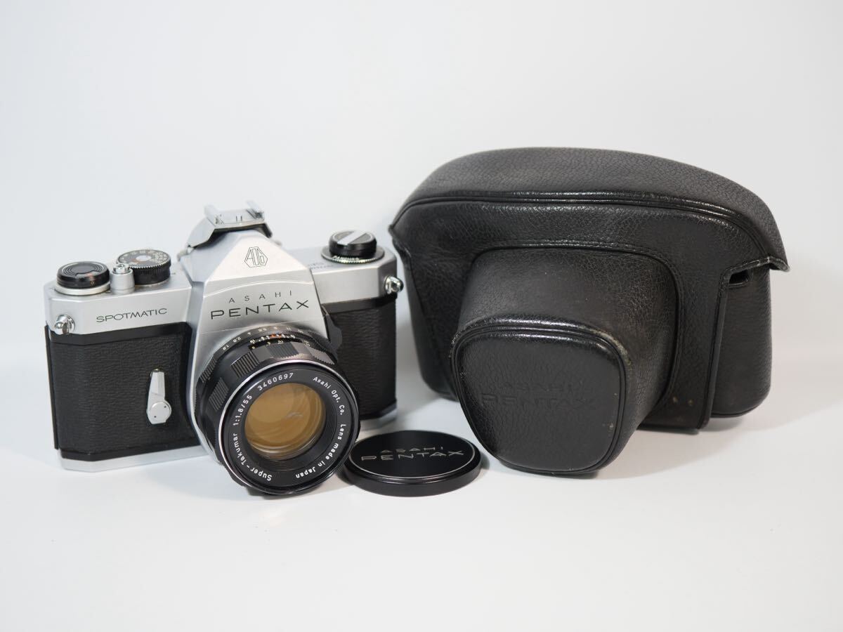 【41-25イ済】 PENTAX ペンタックス SPOTMATIC フィルムカメラ super Takumar 1:1.8/5.5 レンズ付き 動作未確認