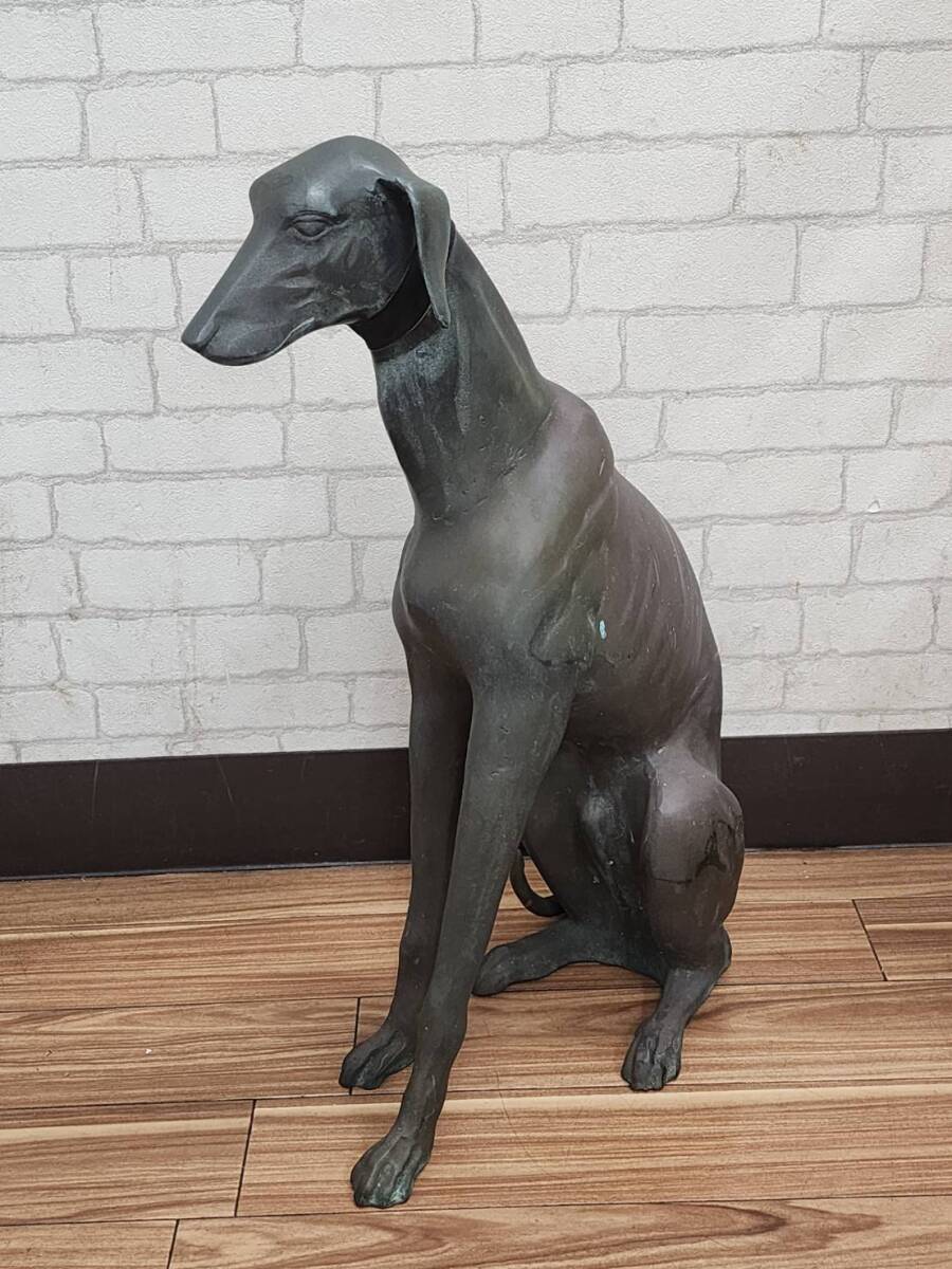 5427 AKI R71015 ブロンズ 犬 置物 銅 銅器 ピンシャー　? グレーハウンド　? 青銅 銅製 犬の置物 オブジェ Italy　? 金工美術 高さ 58㎝位