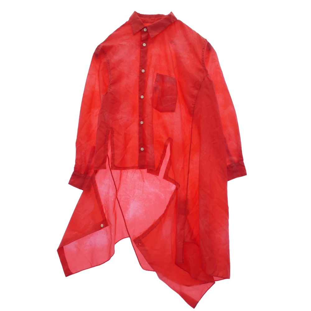 COMME des GARCONS 25AW GP-B005 白タグ 本ライン エステル製品加工 カットオフ アシンメトリー 捻じれ ロング シャツ 【美品】【中古】