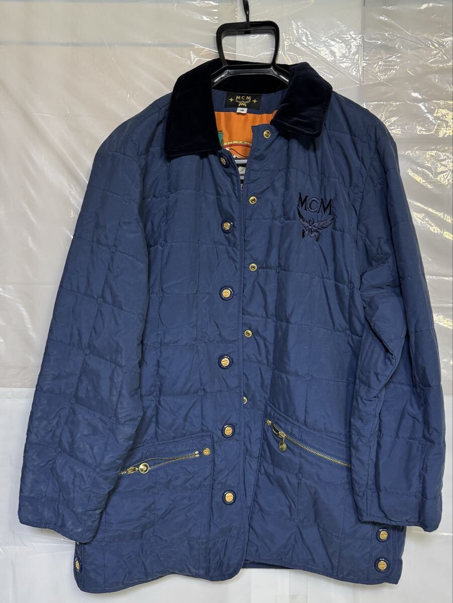 ⑤-32 MCM Legere ジャケット ネイビー 36サイズ ナイロン混 ヴィンテージ 短丈 ブルゾン メンズ レディース