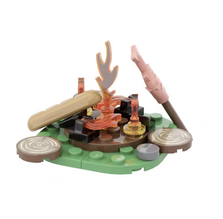 新品未使用　LEGO レゴ　互換　焚火　キャンプファイヤー　魚串焼き　パン　 ③