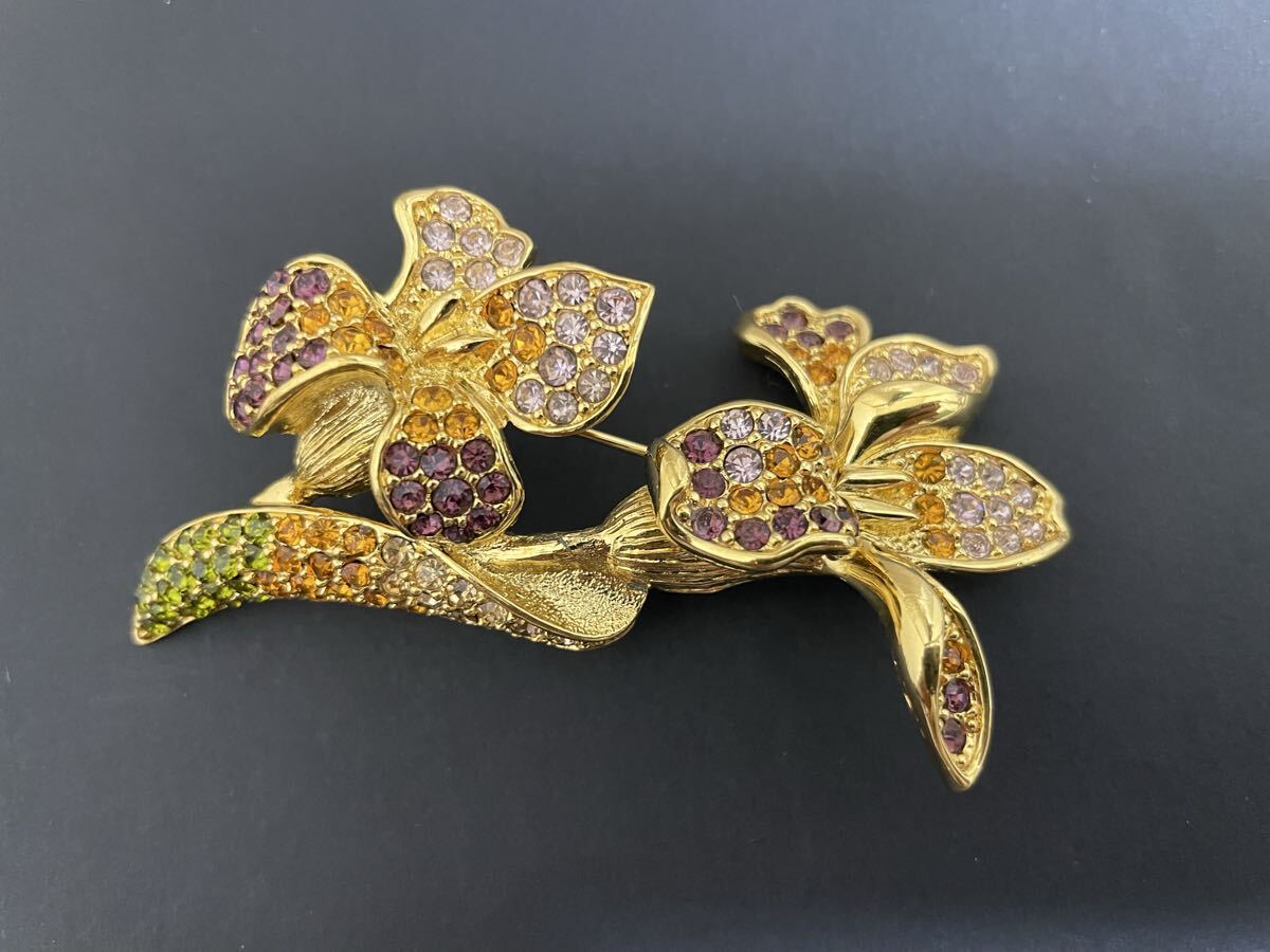 TRIFARI トリファリ ブローチ フラワー マルチカラー ラインストーン