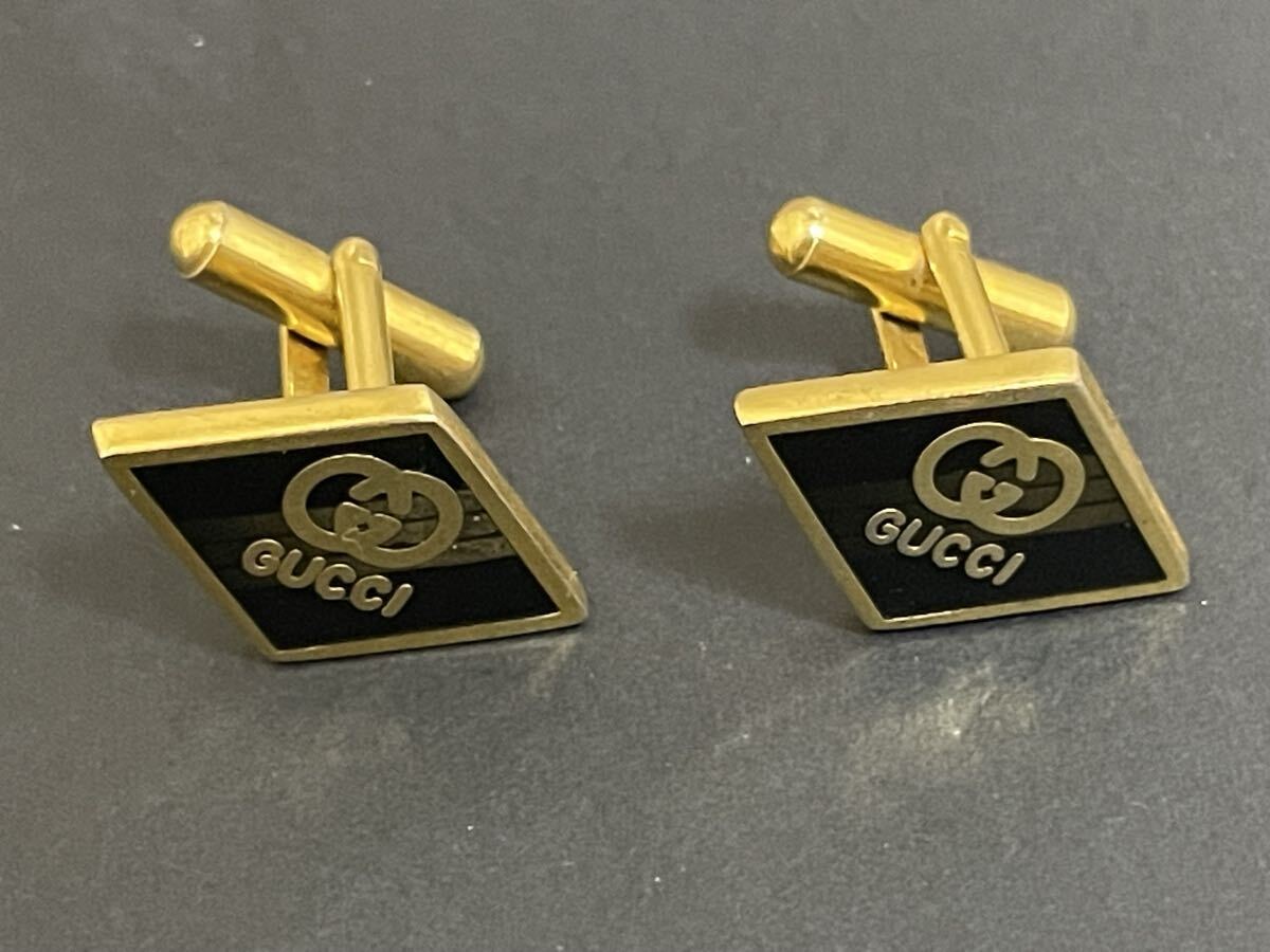 ブラック GＧロゴ グッチ カフス カフリンクス カフスボタン 