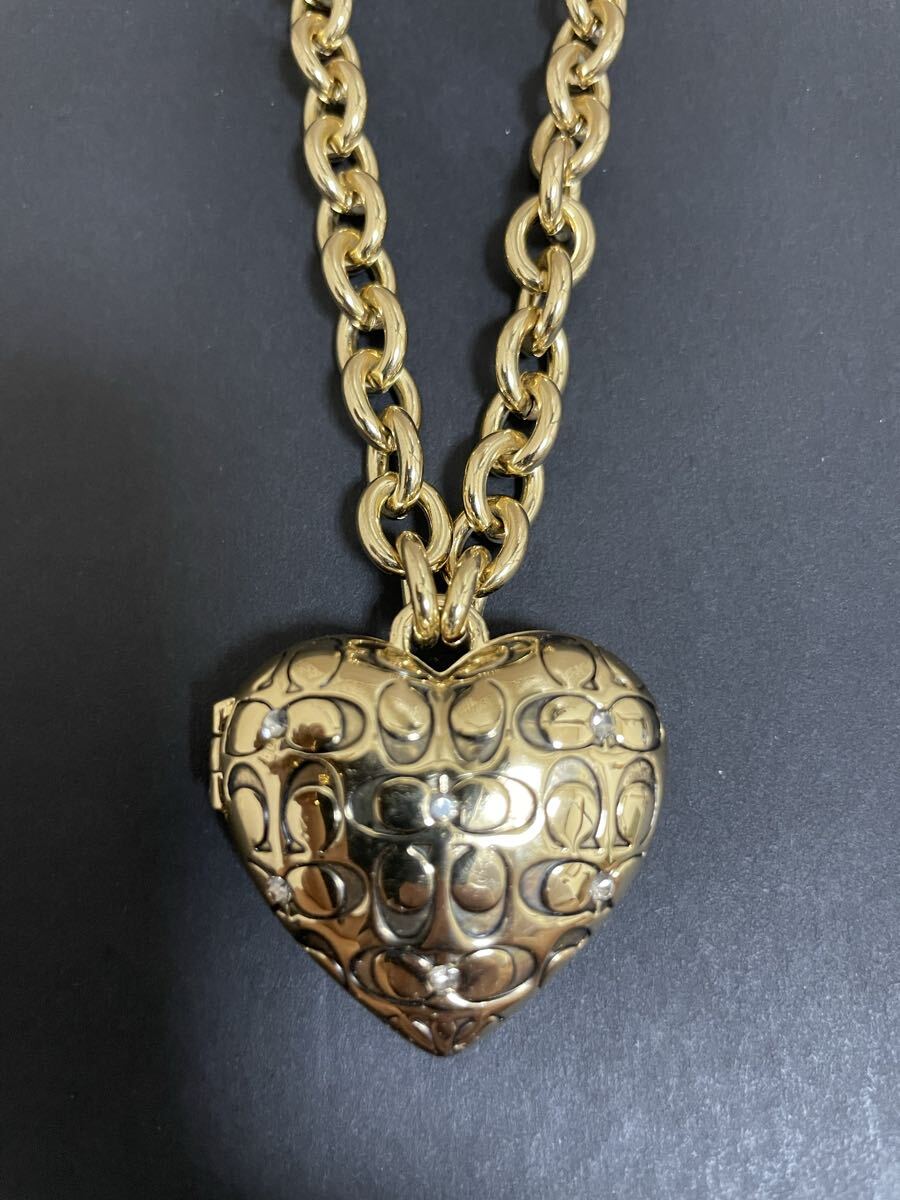 コーチ ネックレス COACH キルテッド シグネチャー ハート ペンダント ゴールド 