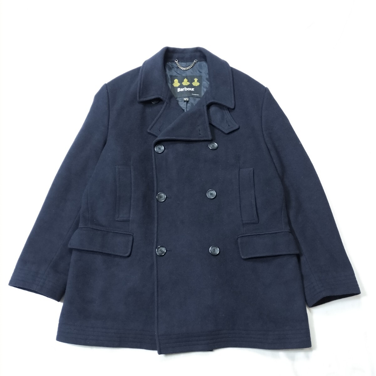 00s Barbour pea coat short 42　ウール　ネイビー　バブアー ピーコート　　ミリタリー　 Pコート