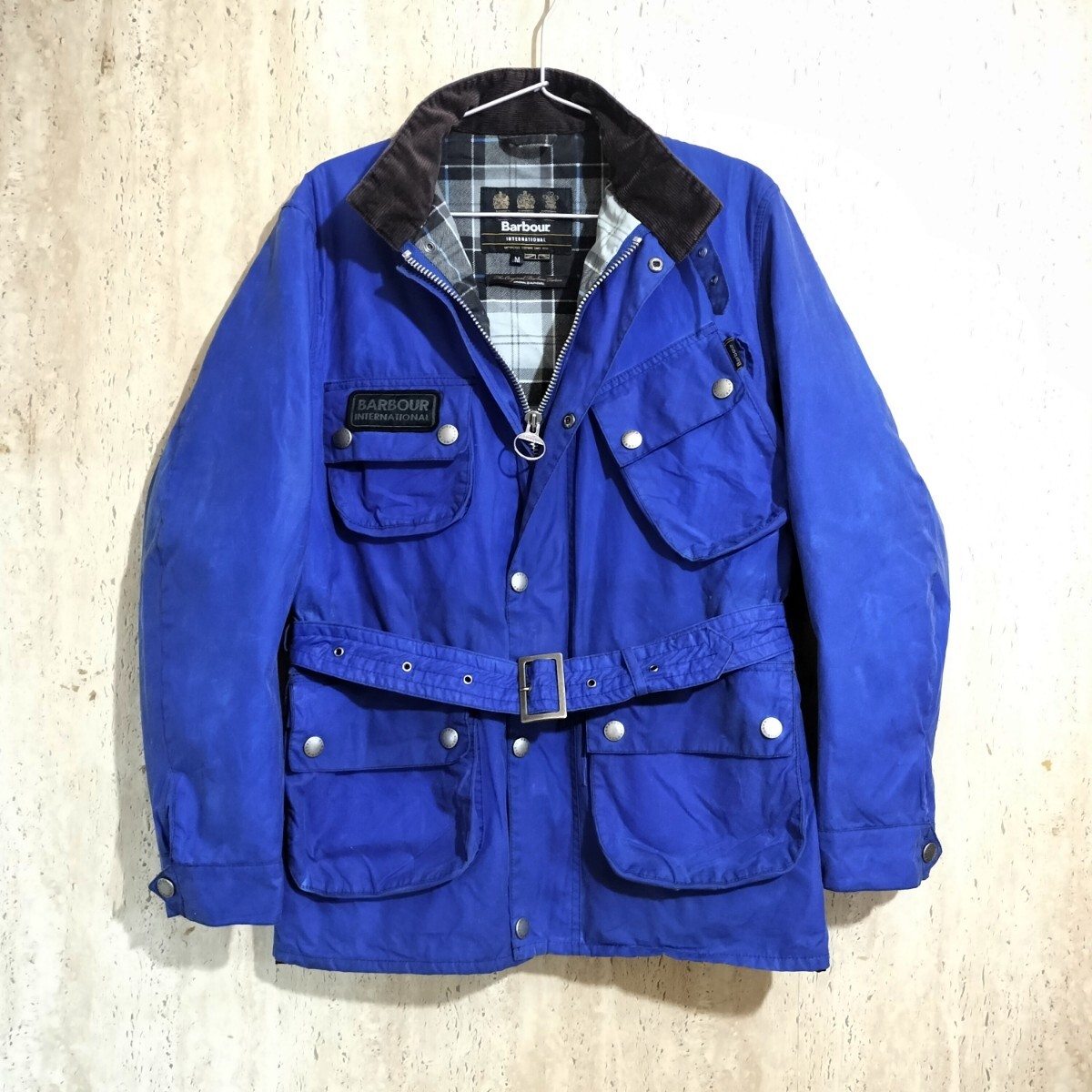 00s Barbour international A7 M コバルトブルー　英国製　バブアー インターナショナル　オイルド