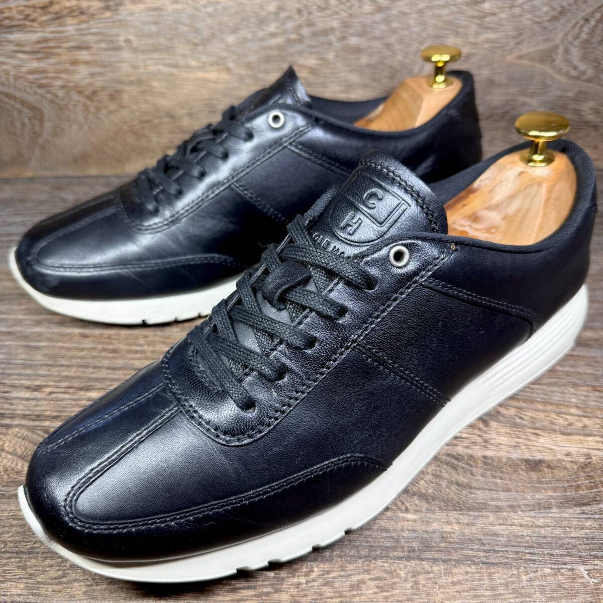 ◆COLE HAAN GRAND.OS◆コールハーン 25.0cm（表記7 1/2M）レザースニーカー 黒 ブラック メンズ 革靴 靴 レザー 中古 宅急便 即決