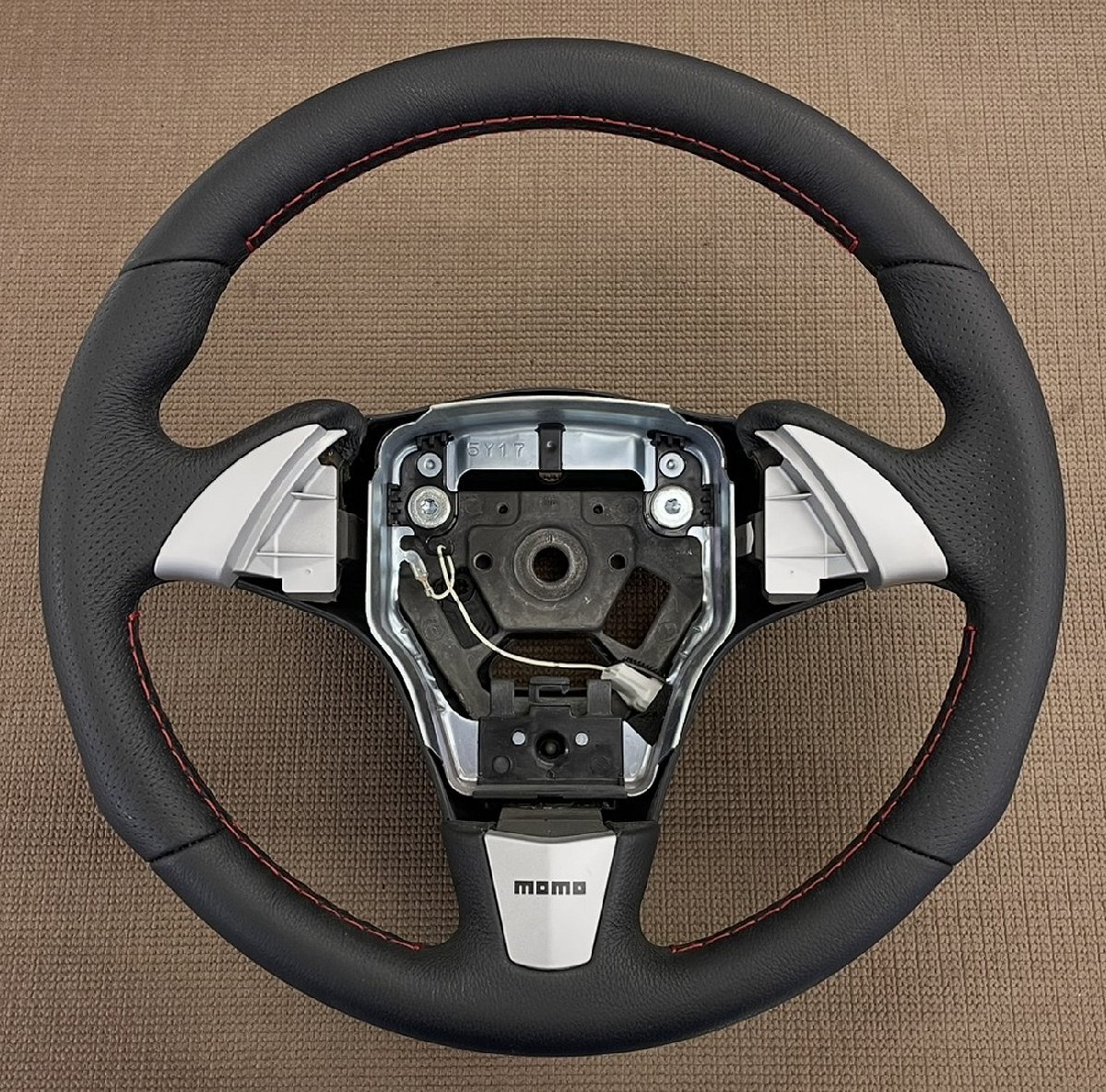 新車外し MOMO 日産 T30 エクストレイル/P12 プリメーラ等 純正OP レザーステアリング 本革 NISSAN ハンドル (1)