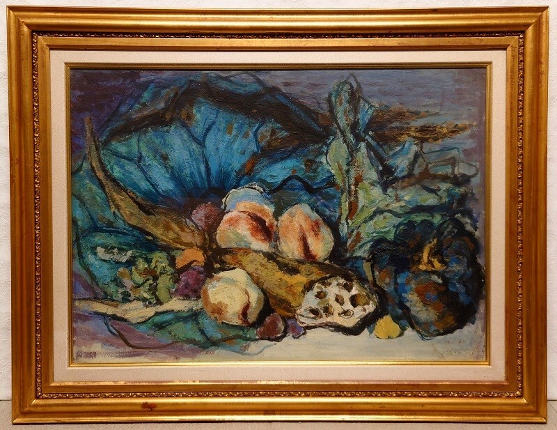 真作保証 徐成賛「静物」油彩 20号 シール有 檀紀4290年作(1957年) 国立釜山大学校講師 慶南美術家協会会長 滅多に出ない歴史的貴重作 