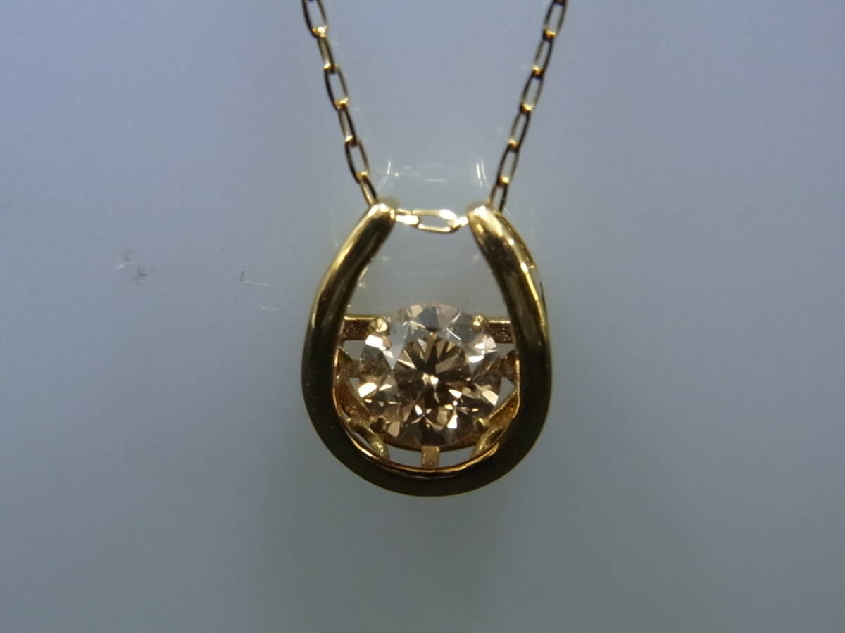 K18　ダイヤモンドペンダント　ネックレス　USED　0.5ｃｔ　1.6ｇ　約44.5ｃｍ　シリコンアジャスター付き