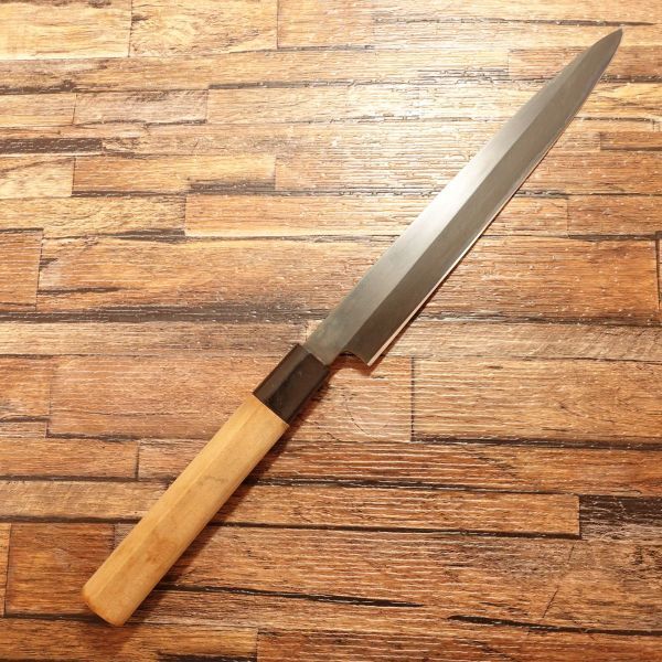 丸五 柳刃包丁 研ぎ済 黒錆仕上げ 刺身包丁 〇五 請合 ハガネ 205mm